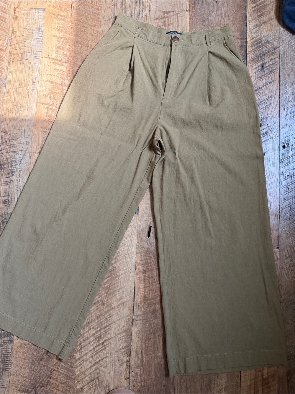 MINKPINK Olive Green High-Rise Button Front Pants